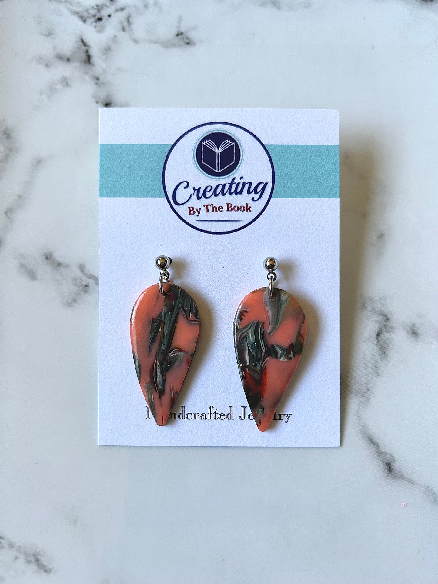 Pink Granite Inverted Teardrop Earrings