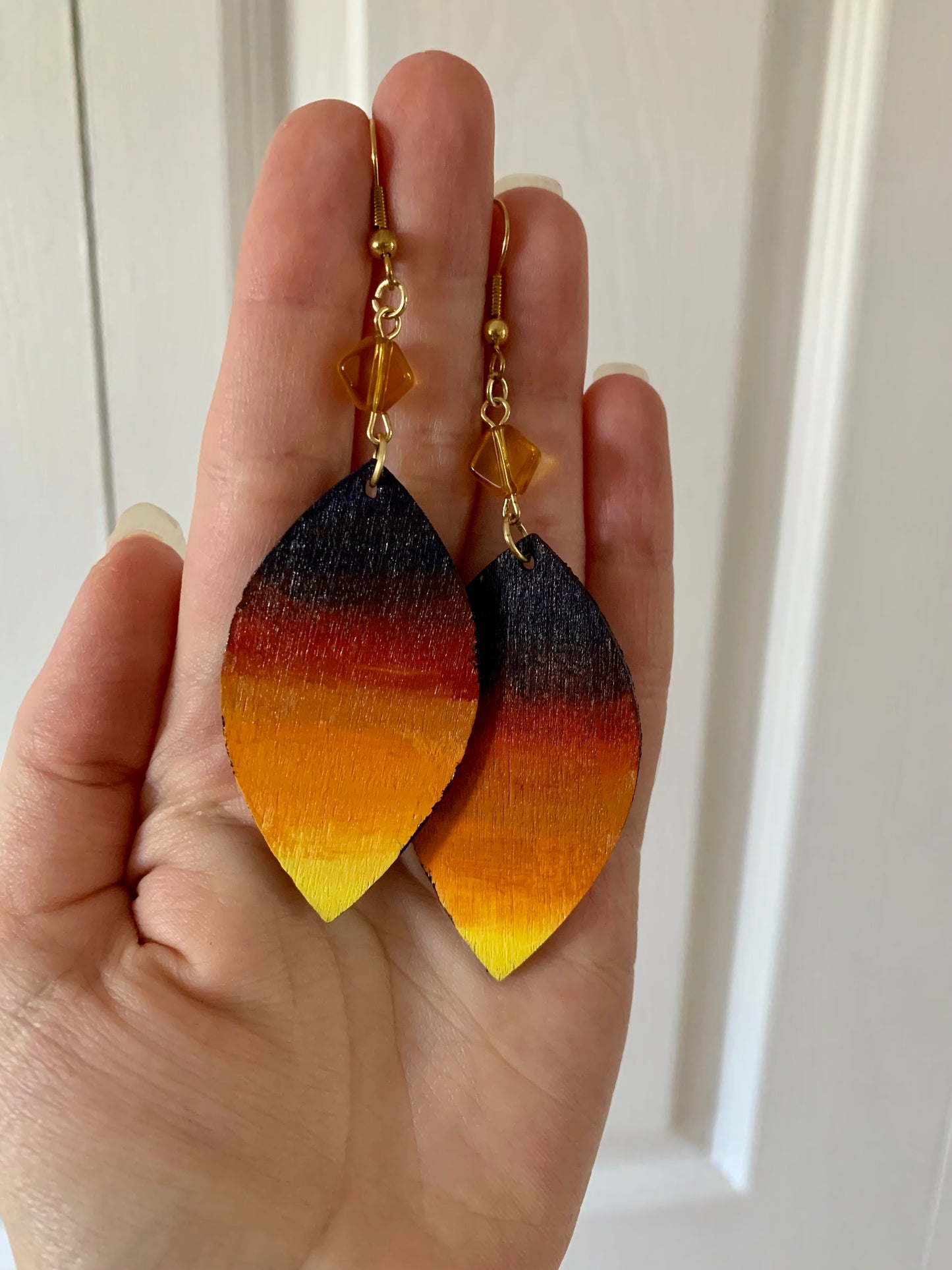 Ombré Sunset Beaded Wooden Earrings