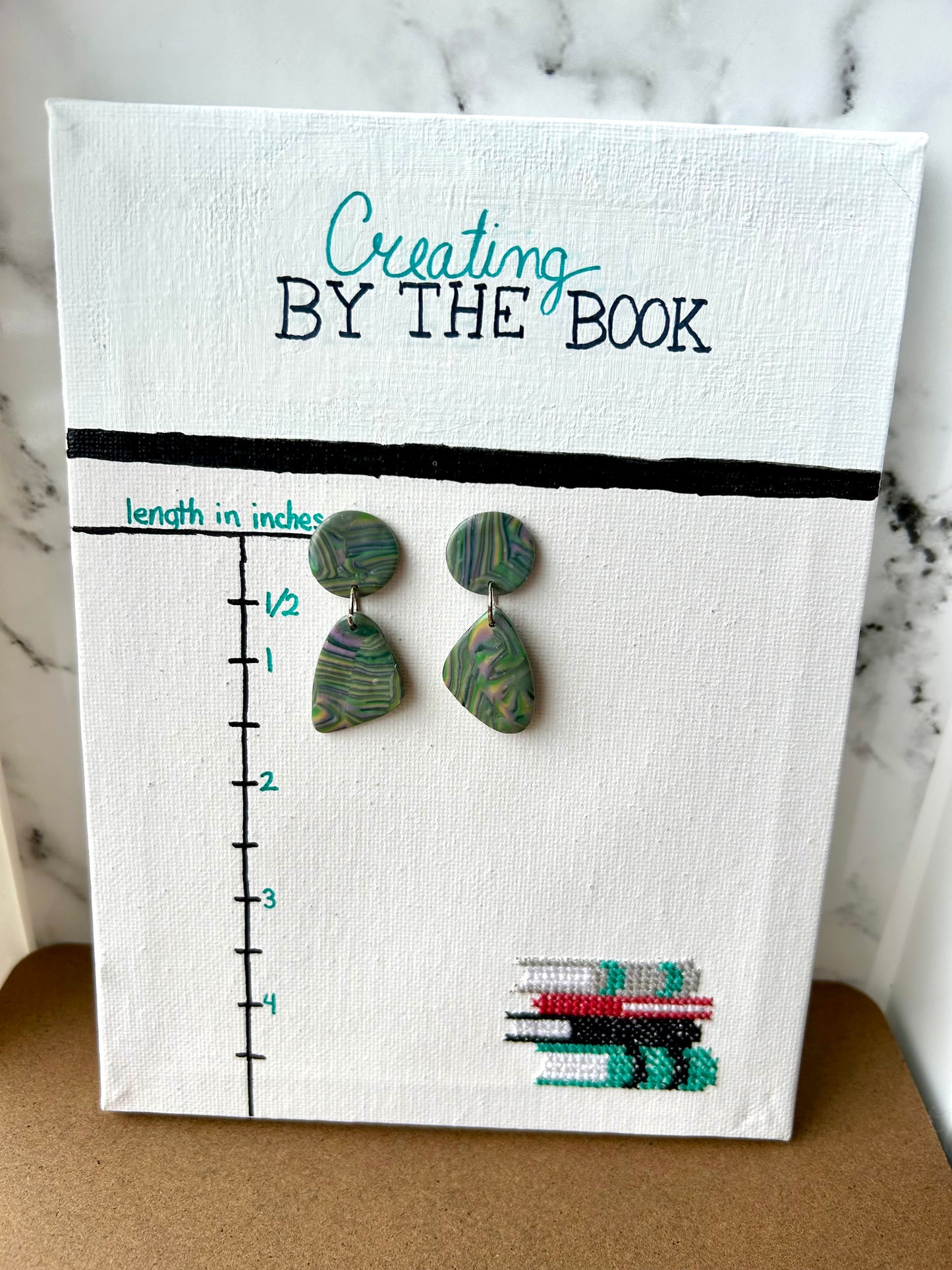 Green Spring Stripes Stud Dangle Earrings