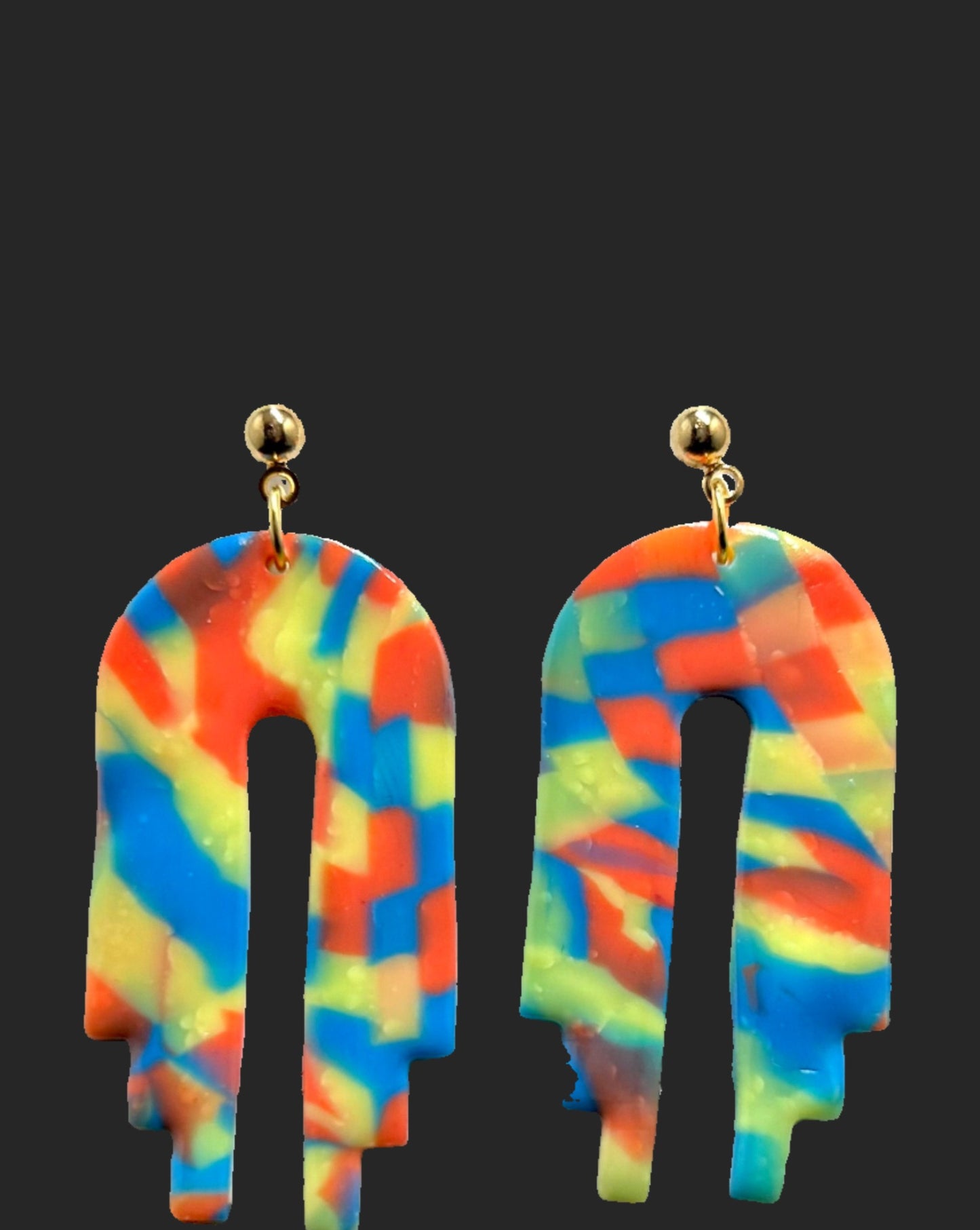 Primary Confetti Step Arch Earrings