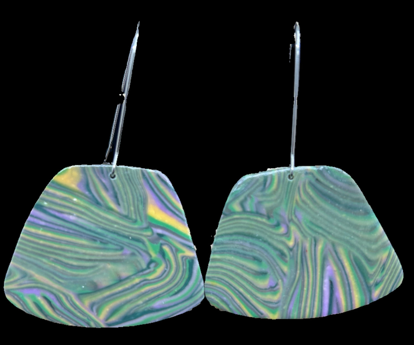 Green Spring Stripes Large Geometric Hoops