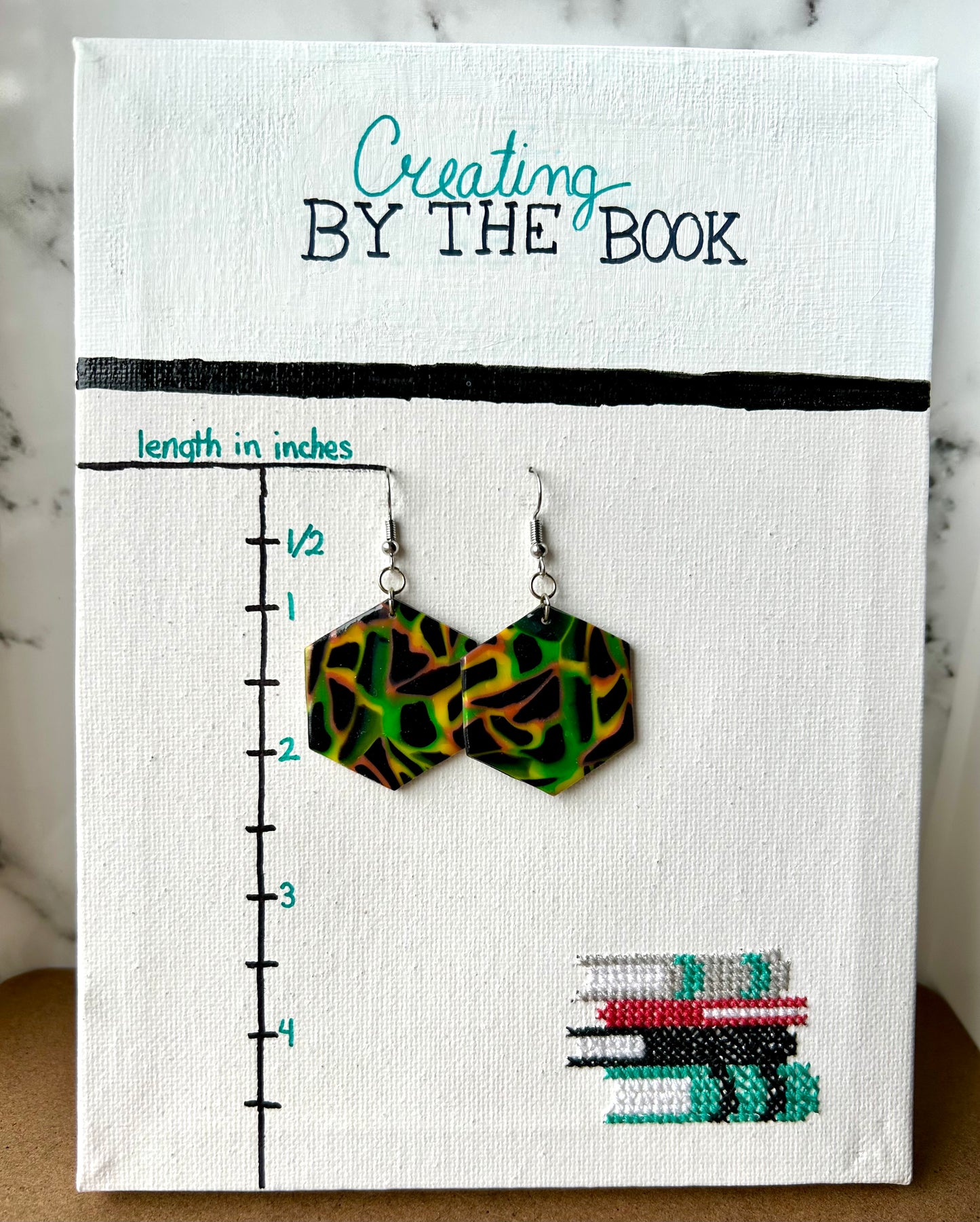 Neon Web Large Hexagon Earrings