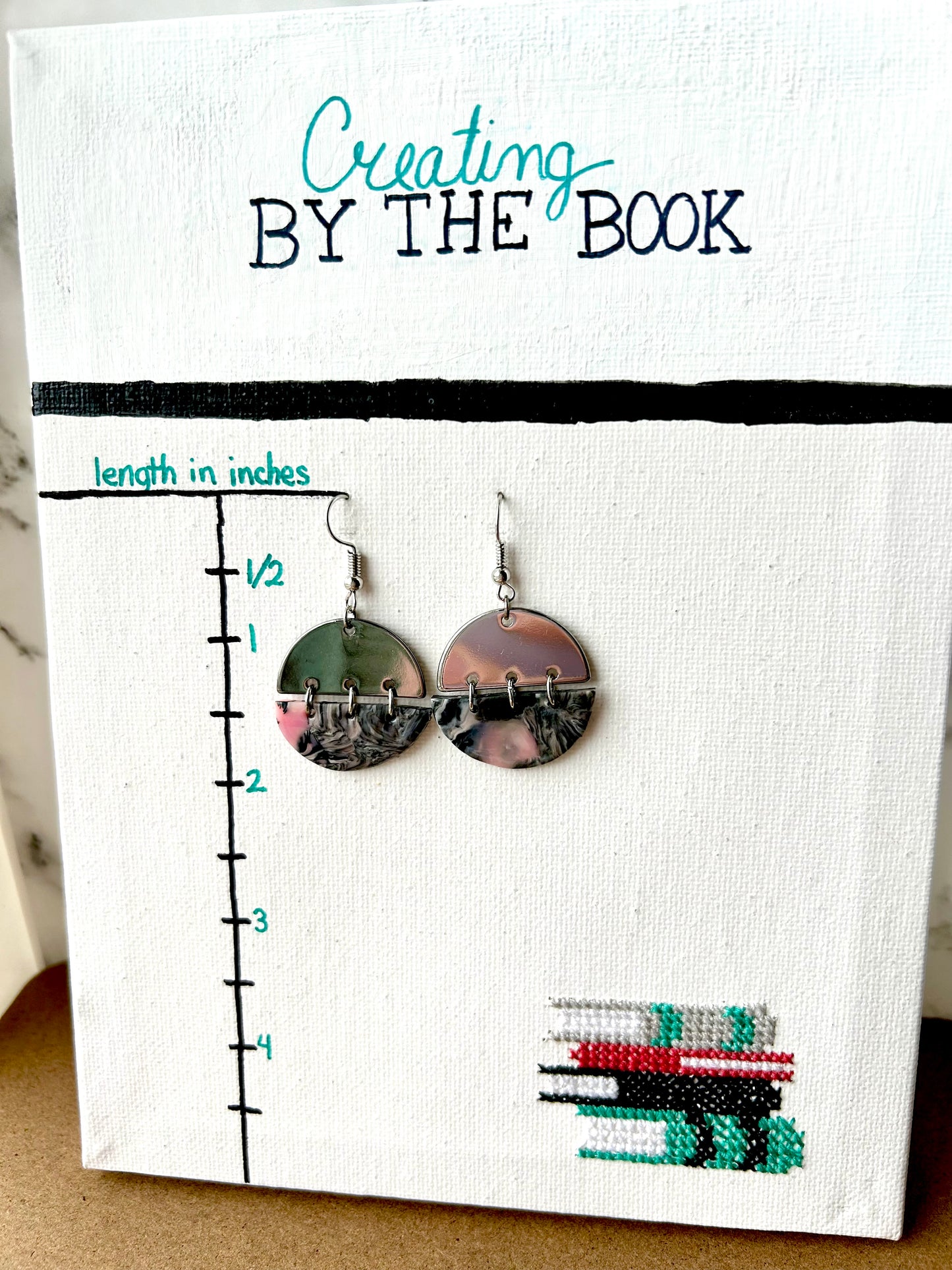 Mixed Media Metal and Faux Stone Polymer Clay Earrings (3 Sizes)