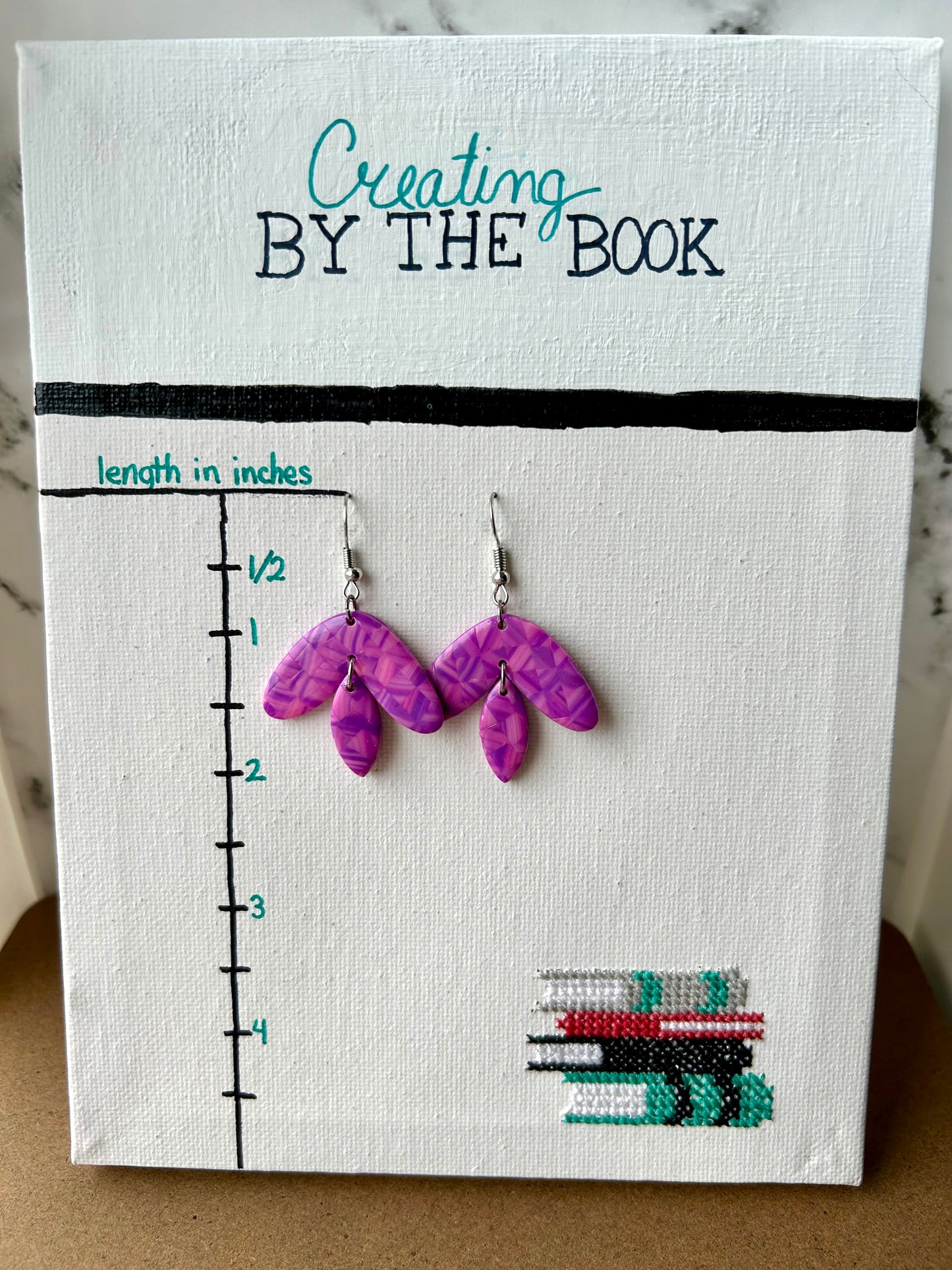 Purple Chevron Two Tier Earrings