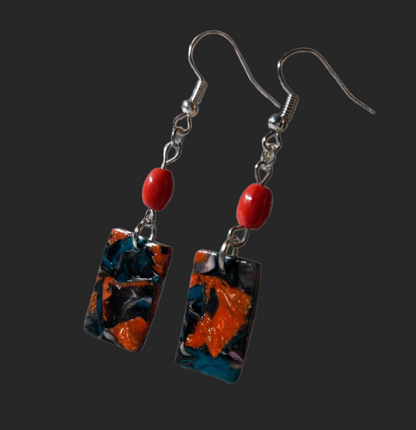 Colorful Bead and Clay Dangle Earrings (2 Colors)
