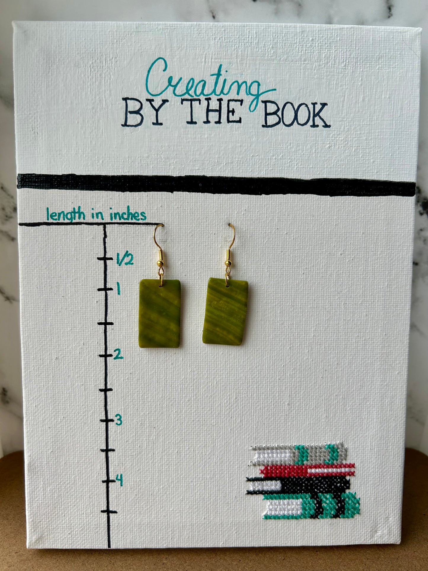 Green Stripe Rectangle Dangles