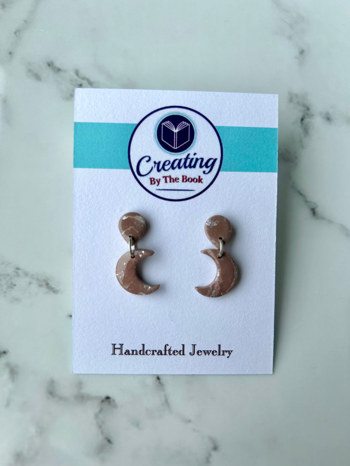 Mauve Moon Stud Dangle Earrings