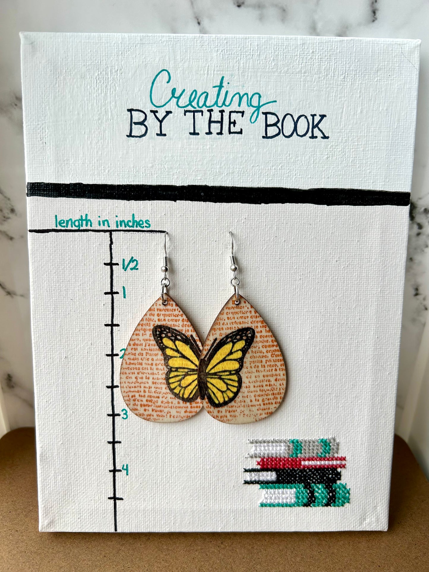 Vintage Page Butterfly Wooden Earrings (3 Colors)