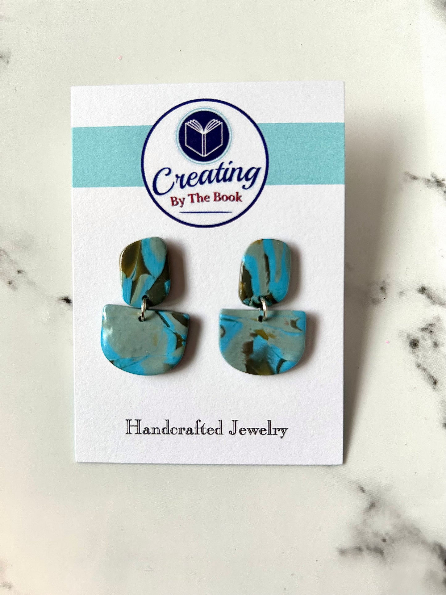 Blue Mokume Stud Dangles