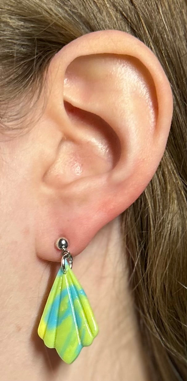 Neon Green and Blue Narrow Dangles