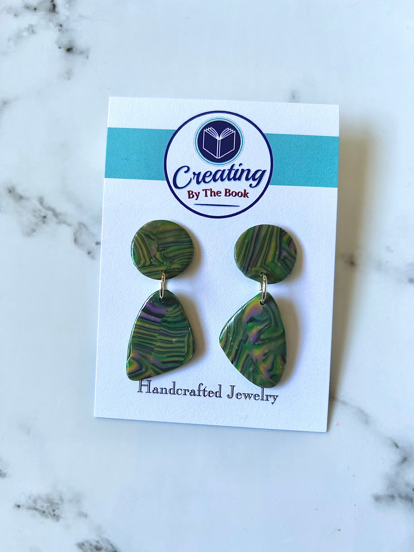 Green Spring Stripes Stud Dangle Earrings