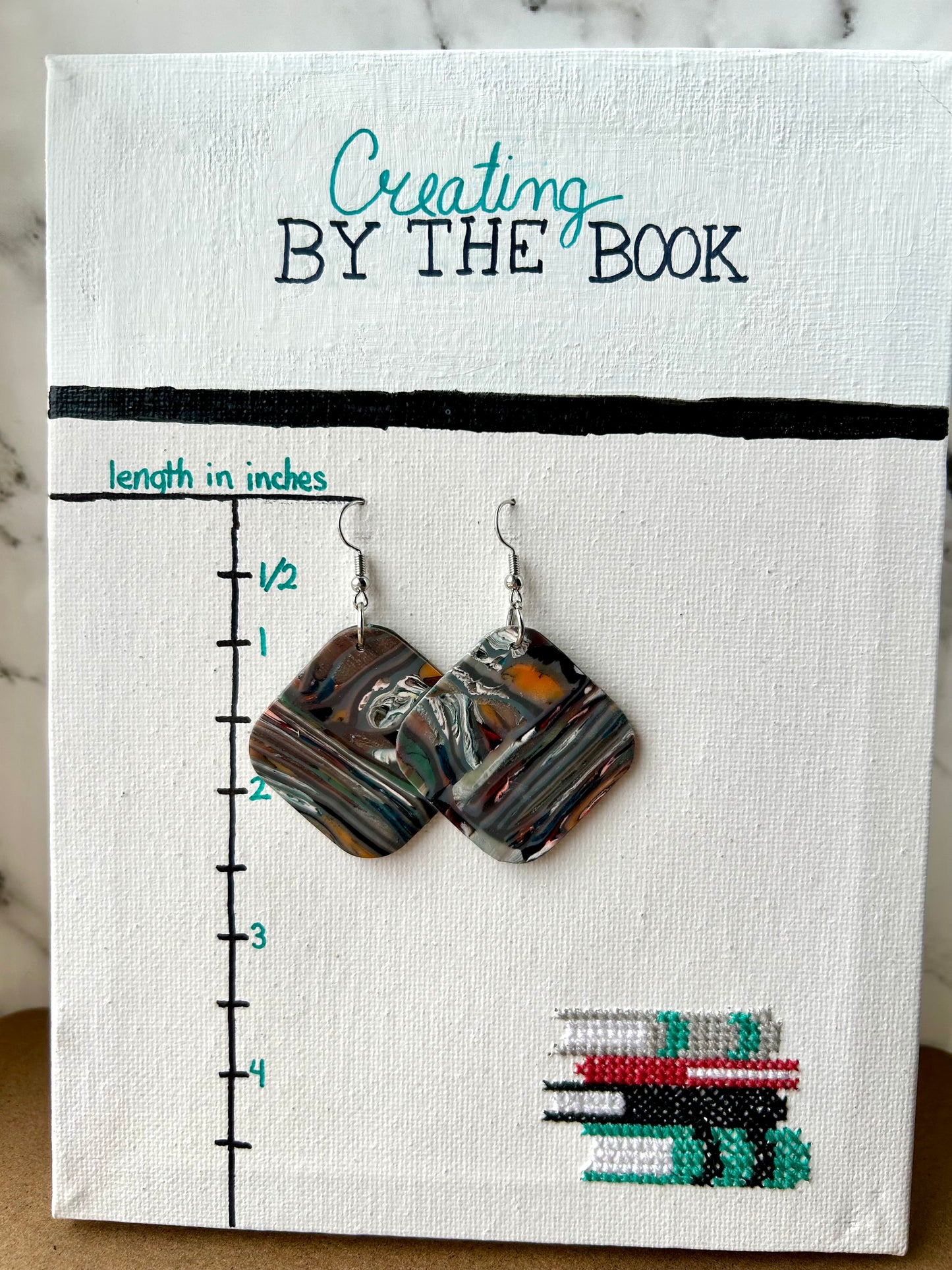 Garden Stripes Large Square Earrings