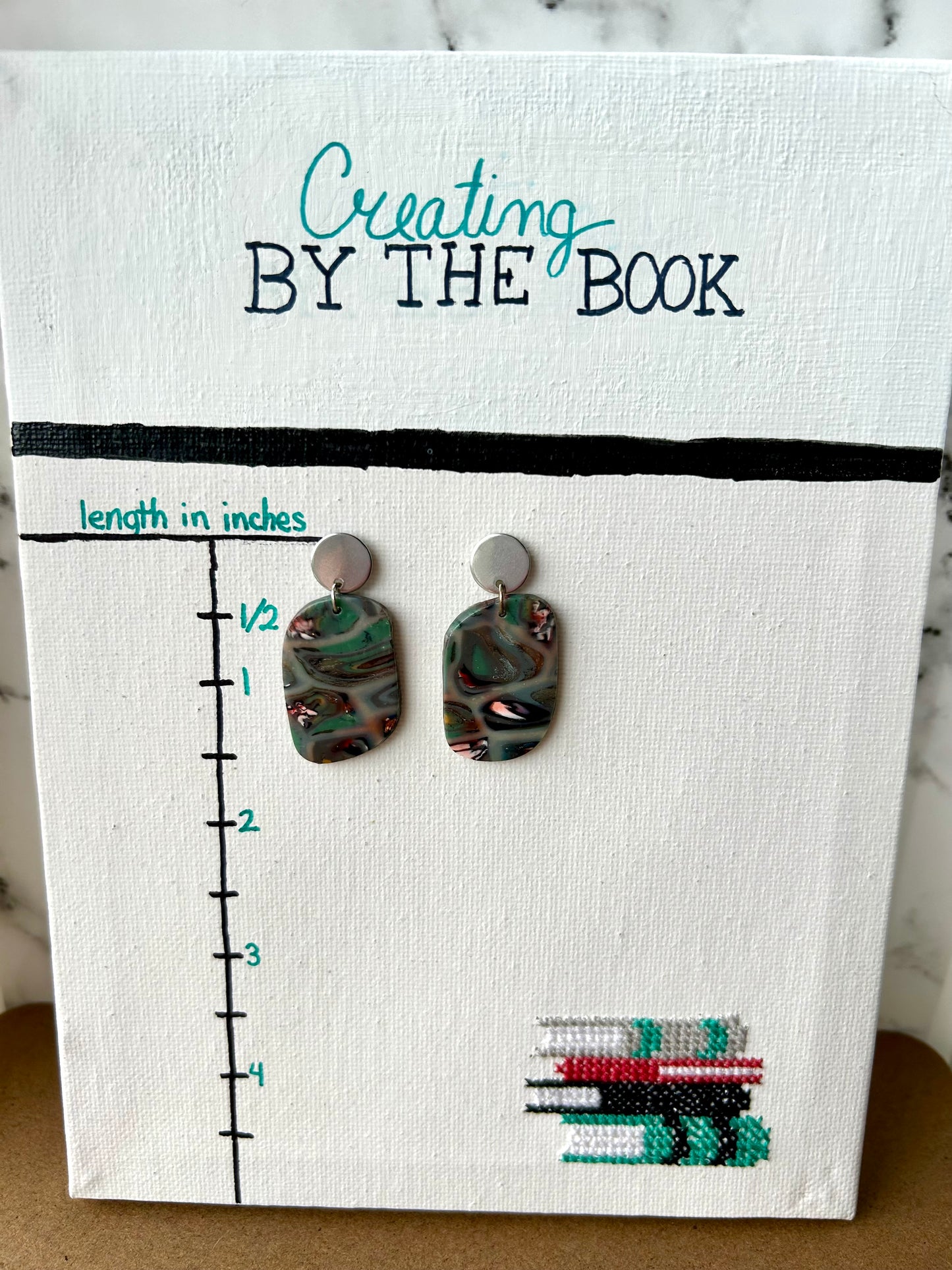 Metal Stud Green Garden Earrings