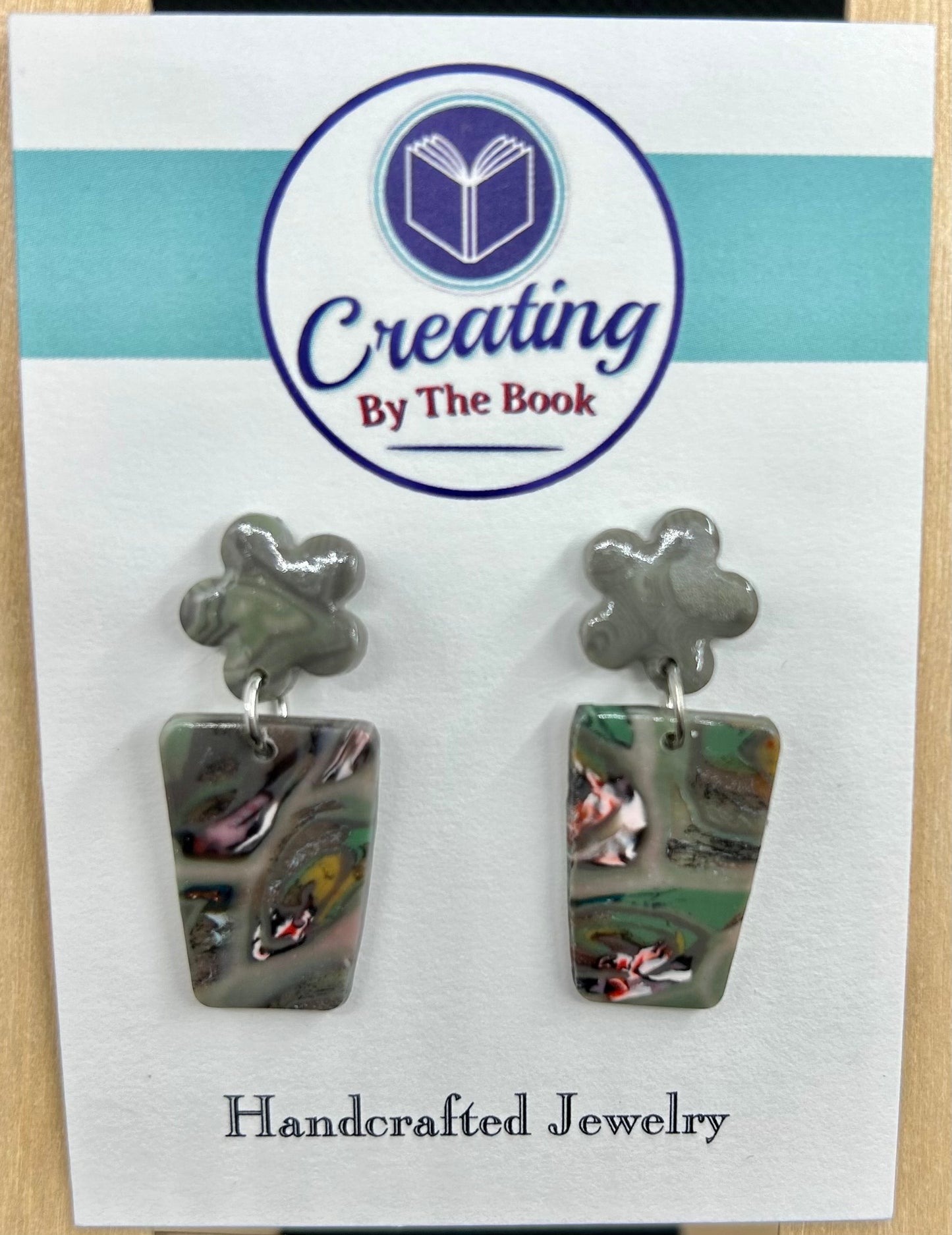 Green Garden Flower Pot Stud Dangle Earrings
