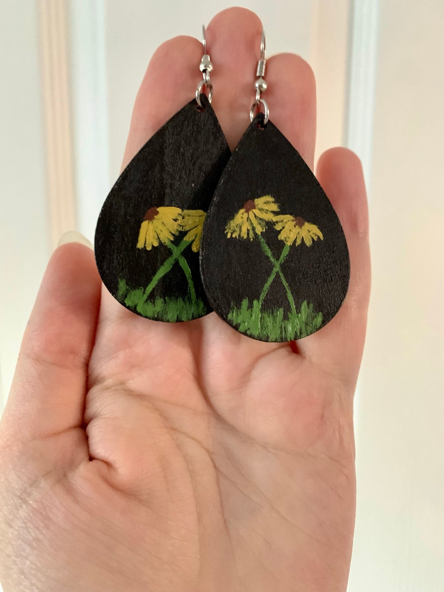 Entwined Daisies Wooden Earrings