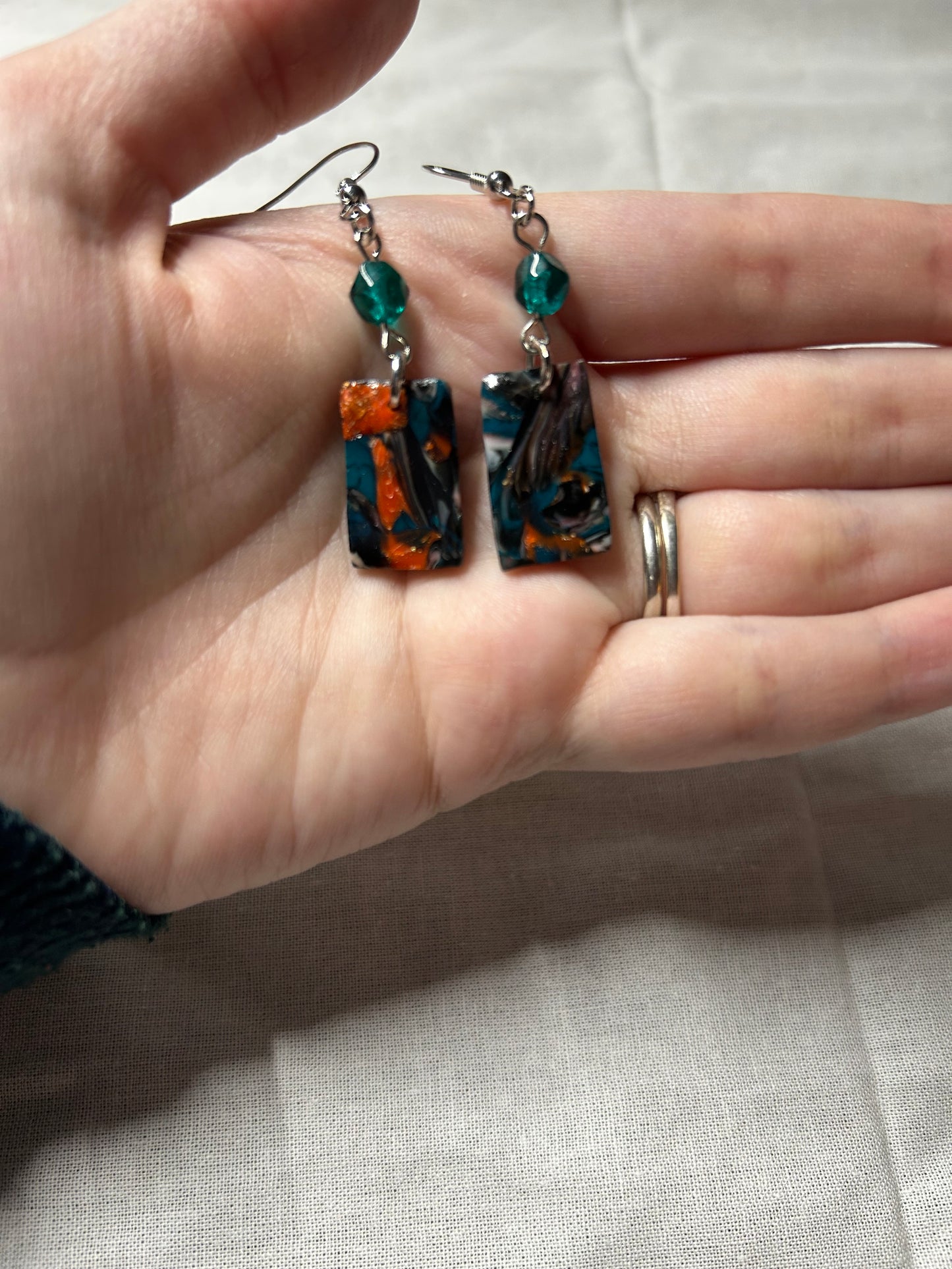 Colorful Bead and Clay Dangle Earrings (2 Colors)