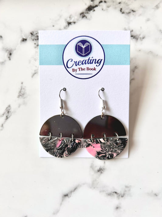Mixed Media Metal and Faux Stone Polymer Clay Earrings (3 Sizes)