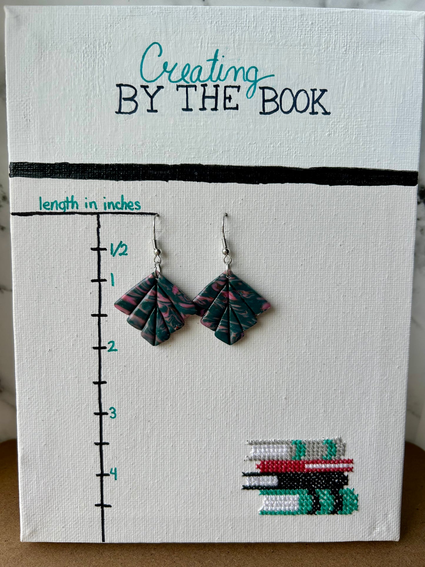 Pink and Navy Art Deco Earrings
