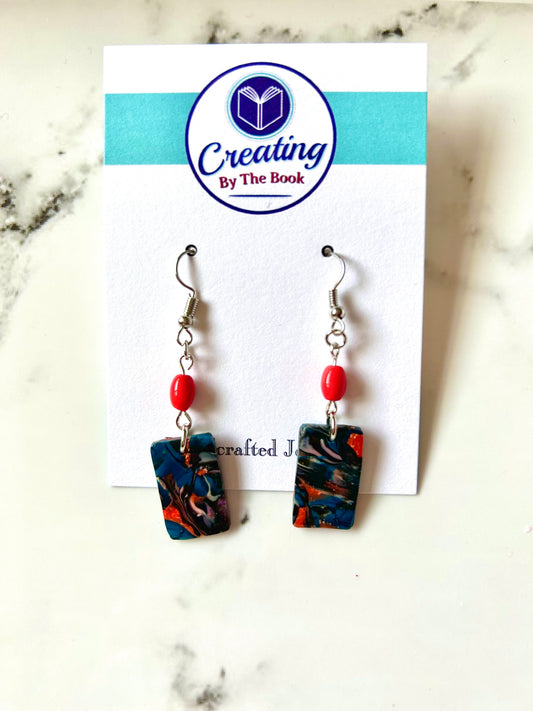 Colorful Bead and Clay Dangle Earrings (2 Colors)
