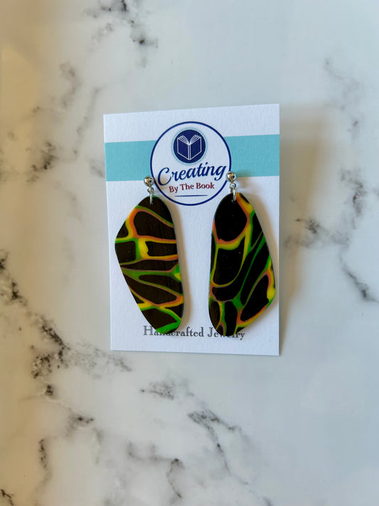 Neon Web Butterfly Wing Earrings