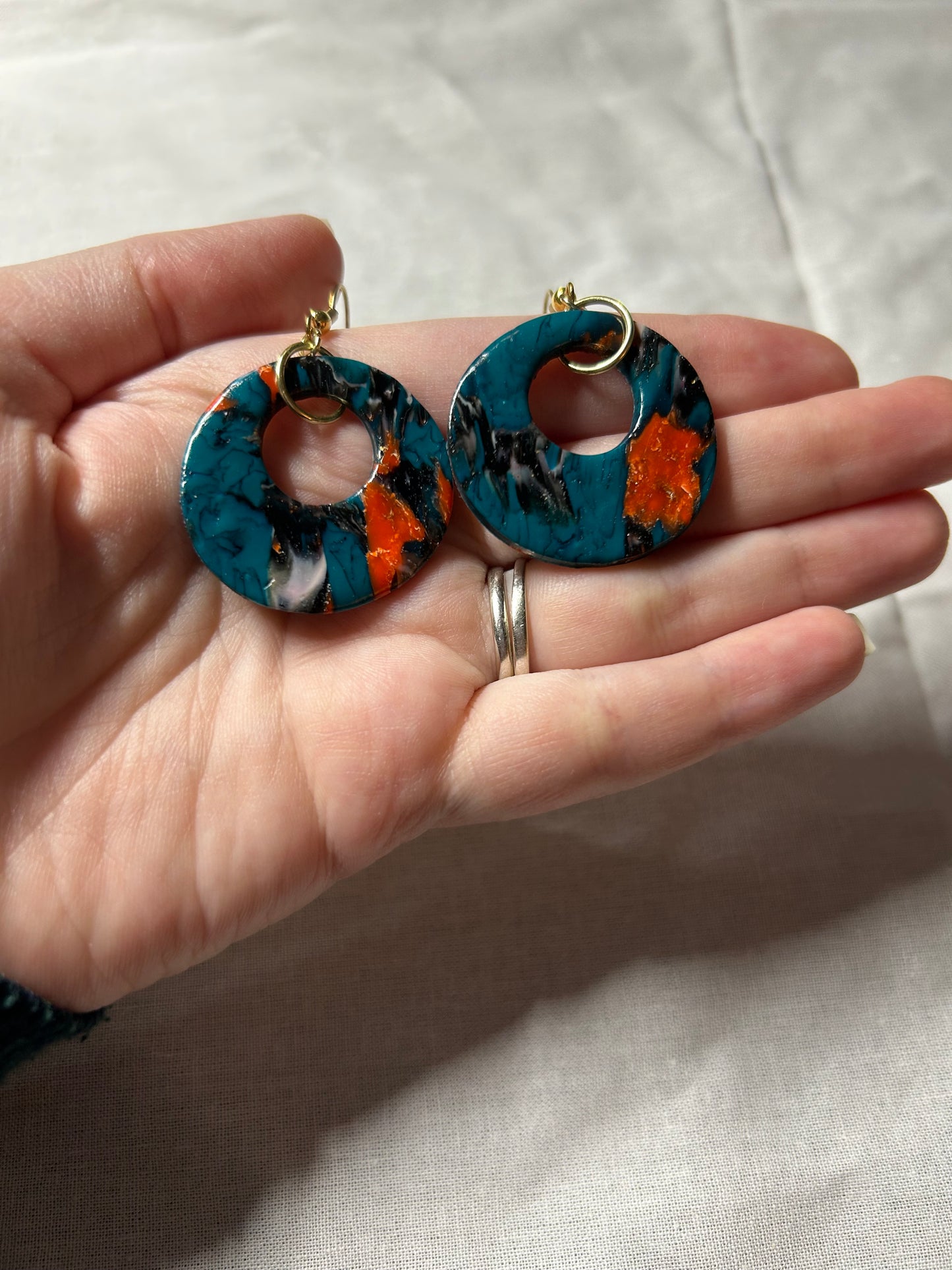 Colorful Clay Drop Hoop Earrings
