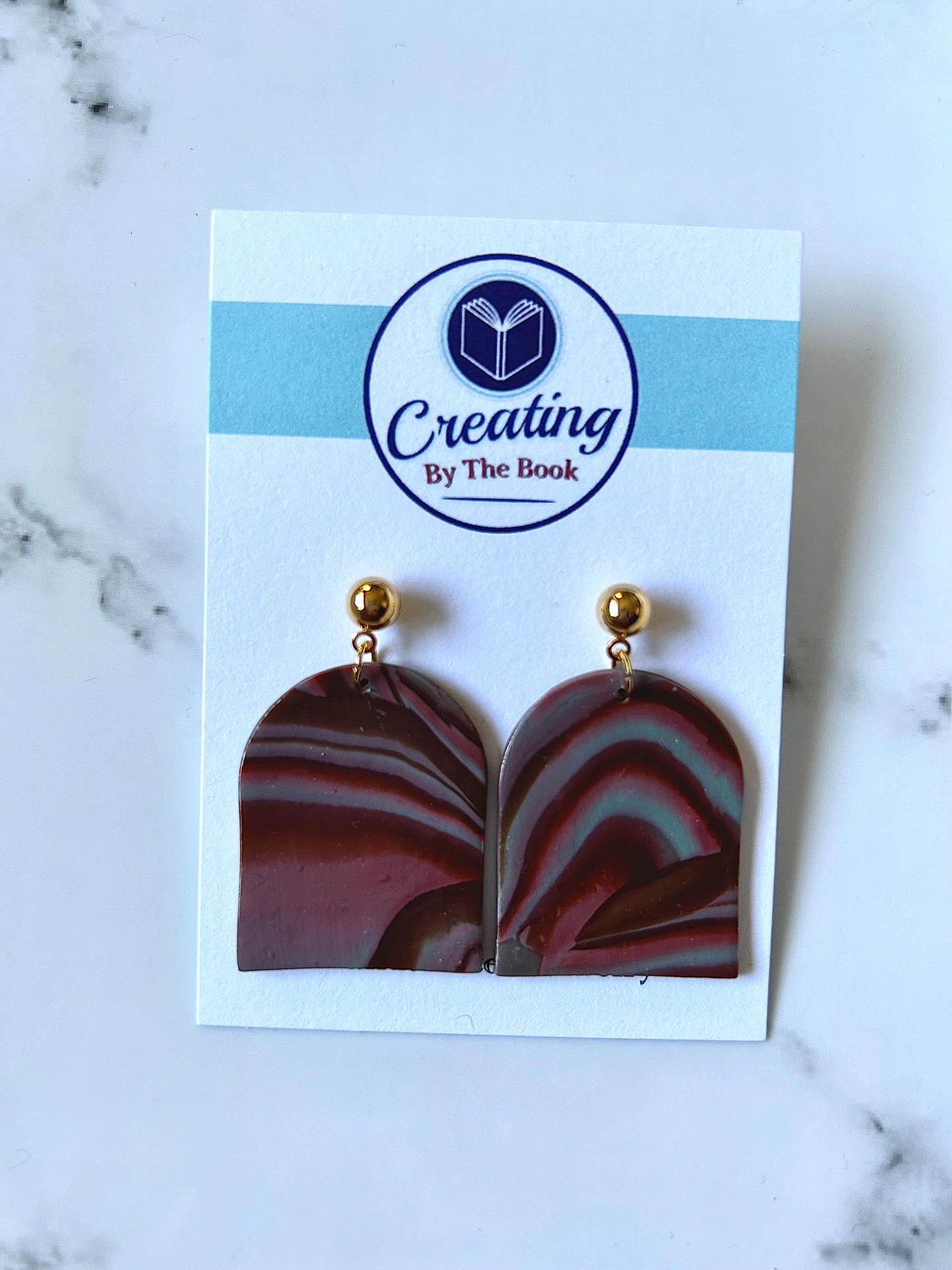 Unique Rebecca Polymer Clay Earrings - Lightweight Multicolor Mokume Gane with Gold-Plated Posts