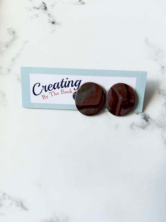 One-of-a-Kind Round Mokume Gane Stud Earrings - Handmade Upcycled Polymer Clay